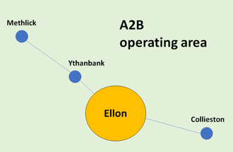 Map showing areas covered by Ellon A2B