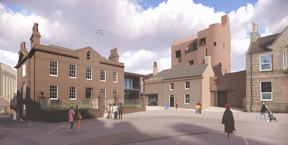 An artist's impression of how the Museum of Aberdeenshire and new Peterhead Library might look at the bottom of Broad Street in Peterhead