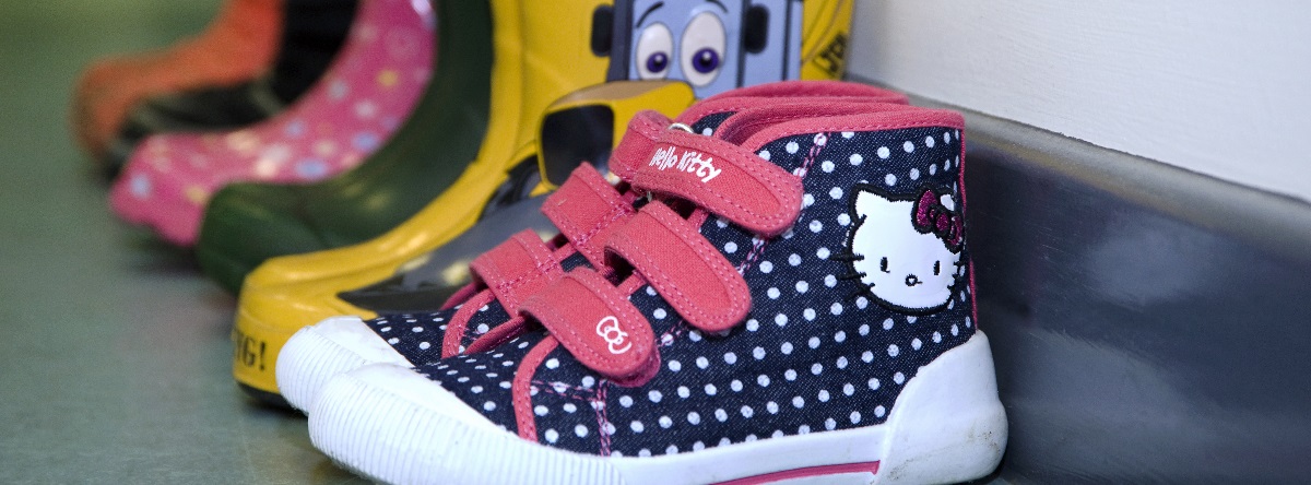 Children's shoes lined up Children's shoes lined up