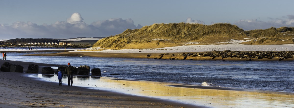 People walking on Newburgh beach