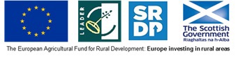 LEADER Logo with text stating "The European Agricultural  Fund for Rural  Development. Europe investing in rural areas."