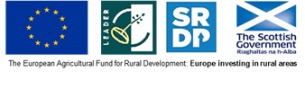 LEADER Logo with text stating "The European Agricultural  Fund for Rural  Development. Europe investing in rural areas."
