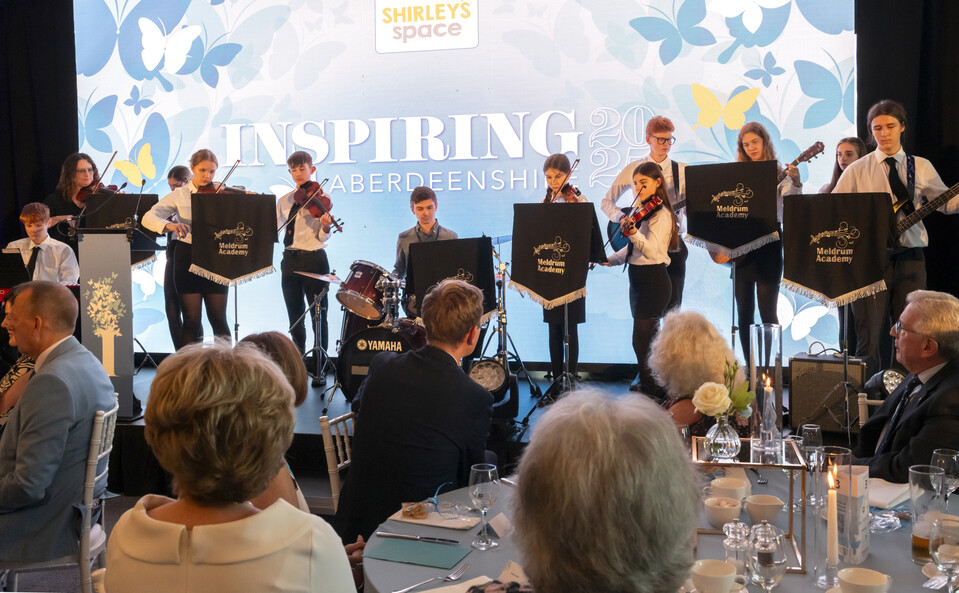A group of children who performed at Inspiring Aberdeenshire awards