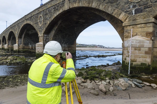 Engineering technician on site at Banff Bridge