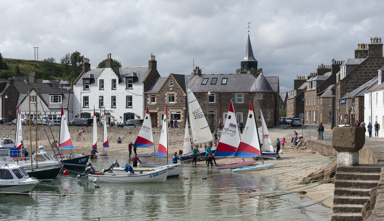 Junior sailing boats in the harbour at Stonehaven