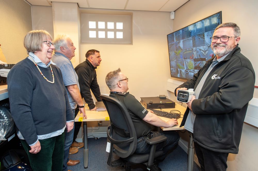 Pictured from left are Ythan Community Council Secretary Ann Gammack, Ythan Community Council Chair Gary Macalister, Scot-Tech Engineer Dave Cameron, Police Scotland Insp Barry Stewart, Scot-Tech Engineer Gary Wight