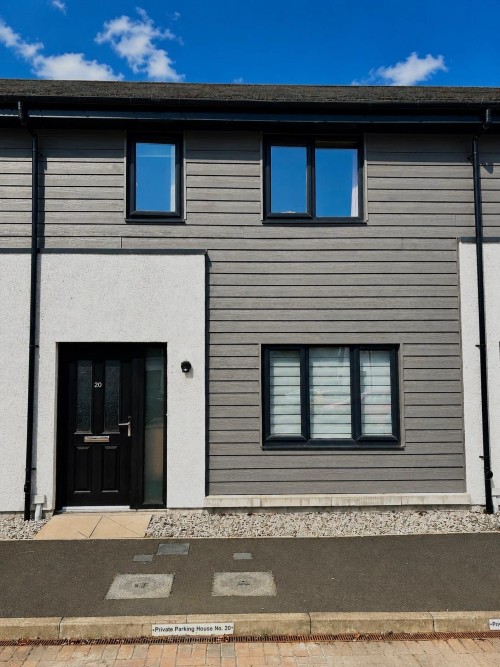 Front of 20 Clark Avenue, Banchory showing mid terrace house